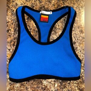 ⚡️2/$15 NWOT Zara Purple Magazine Blue Crop Top - Size M